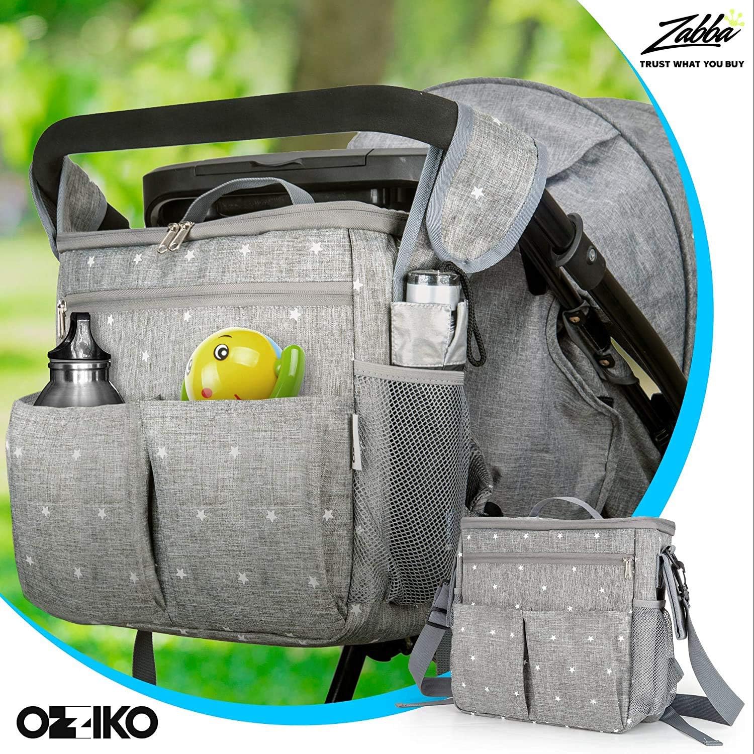 Universal Parents Diaper Organizer Bag with Stroller Attachments. Large Strollers Insulated Baby Bag. Gift for Newborns, Infants, Toddlers, Babies. 3 Ways to Carry - Shoulder, Messenger Bag, Backpack.: Home Improvement