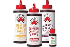 Bachan's Japanese Barbecue Sauce 4 Pack - 1 OG, 1 Sweet Pineapple, 1 Garlic, 1 Yuzu Mini - BBQ Sauce for Wings, Chicken, Beef, Pork, Seafood, Noodles, and More. Non GMO, No Preservatives, BPA free