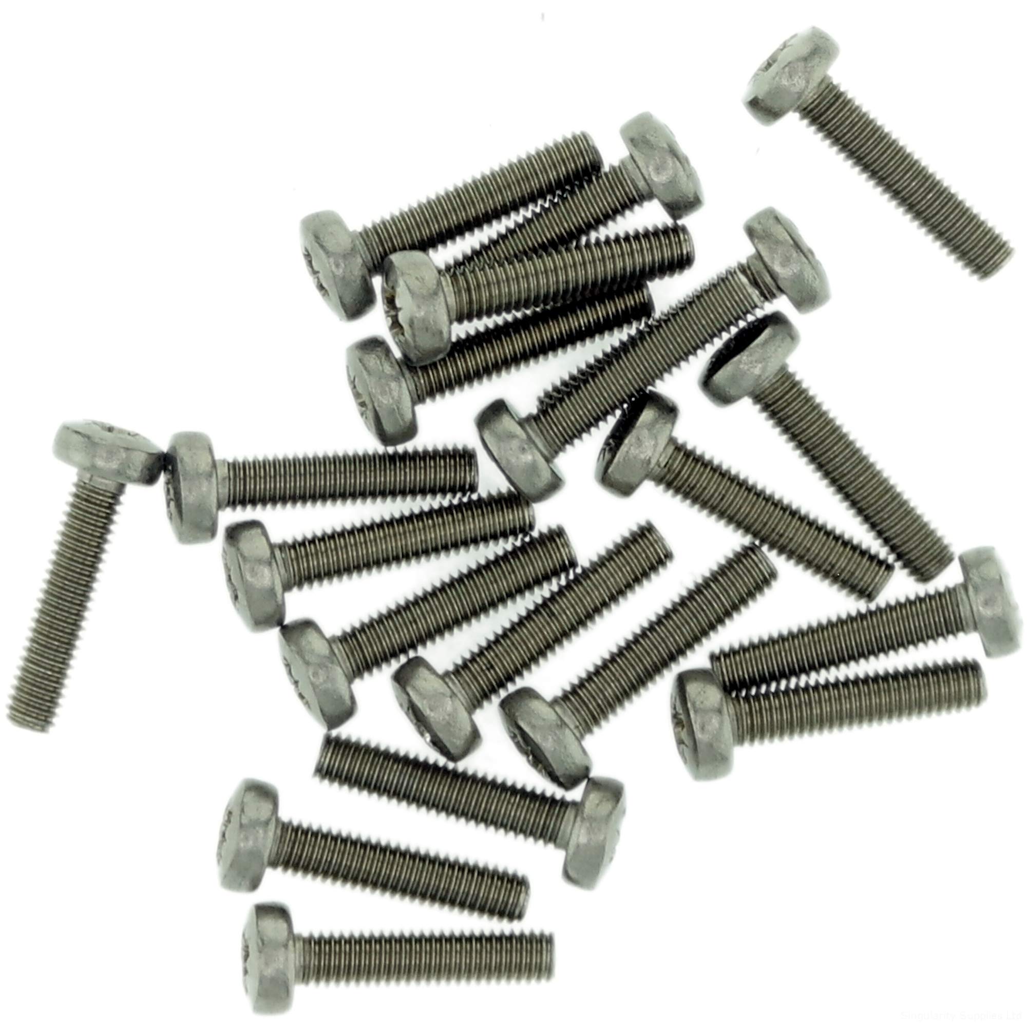 M3.5 (3.5mm x 6mm) Pozi Pan Machine Screw (Bolt) - Stainless Steel (A2) (Pack of 20)