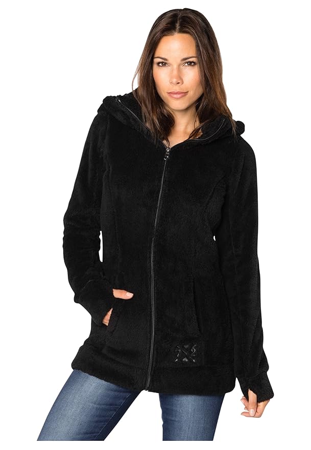 Sublevel Damen Teddy-Fleece Mantel | Kuscheliger Langer Fleecemantel mit hohem Kragen