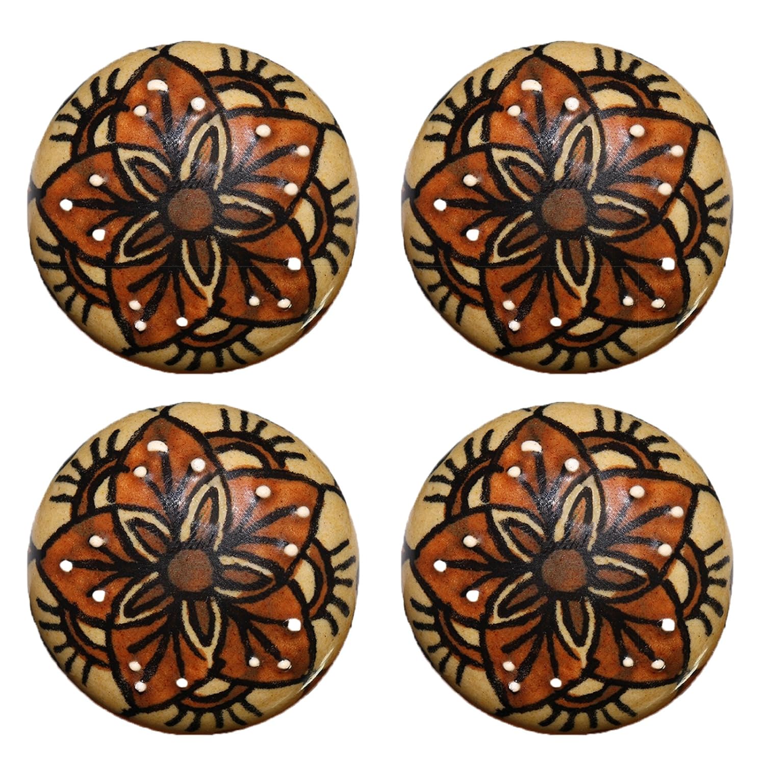 Amber Shine Ceramic Door Knobs Handpainted Decorative Door