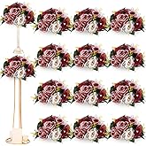 Hotop 12 Pcs Valentines Artificial Rose Flower Balls for Centerpieces, Silk Roses Kissing Balls Romantic Faux Floral Arrangements for Engagement Wedding Home Decor (Burgundy,Dusty Pink,Creamy White)