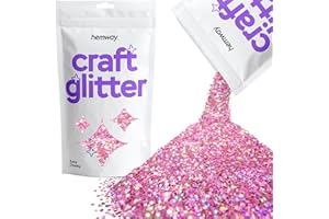 Hemway Craft Glitter Pink Holographic 100g Extra Chunky Glitter for Crafts, Resin, Epoxy, Tumbler, Art, Candle, Decorations, 