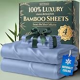 DECOLURE 100% Viscose Derived from Bamboo Sheets Twin Size, Luxury 4 Pc Set | Naturally Cooling Sheets for Hot Sleepers | Ultra Soft Twin Bed Set | Deep 17" Pocket w Corner Straps | Light Blue-01