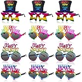 Copkim 12 Pairs Happy New Year Glasses New Year's Eve Sunglasses Novelty 2026 Plastic Glasses Photo Props(Cute Styles)