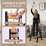 EPROSMIN 2 Step Ladder Lightweight Folding Aluminum Alloy Anti-Slip Wide Tread view 4