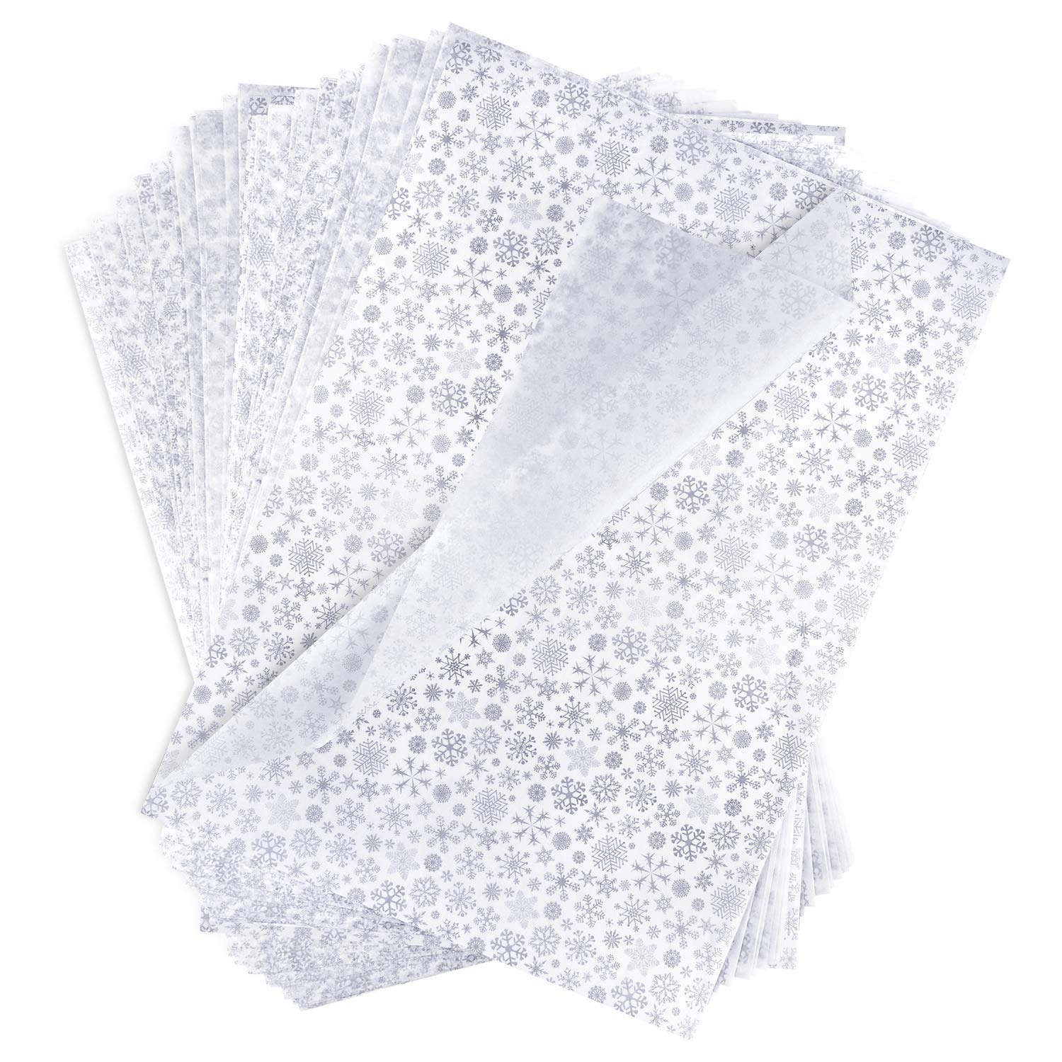 TUPARKA 60 Sheets Christmas Tissue Paper Snowflake Wrapping Paper Silver Gift Paper for DIY and Craft, Gift Bags Decorations in Christmas Party(52x38cm)