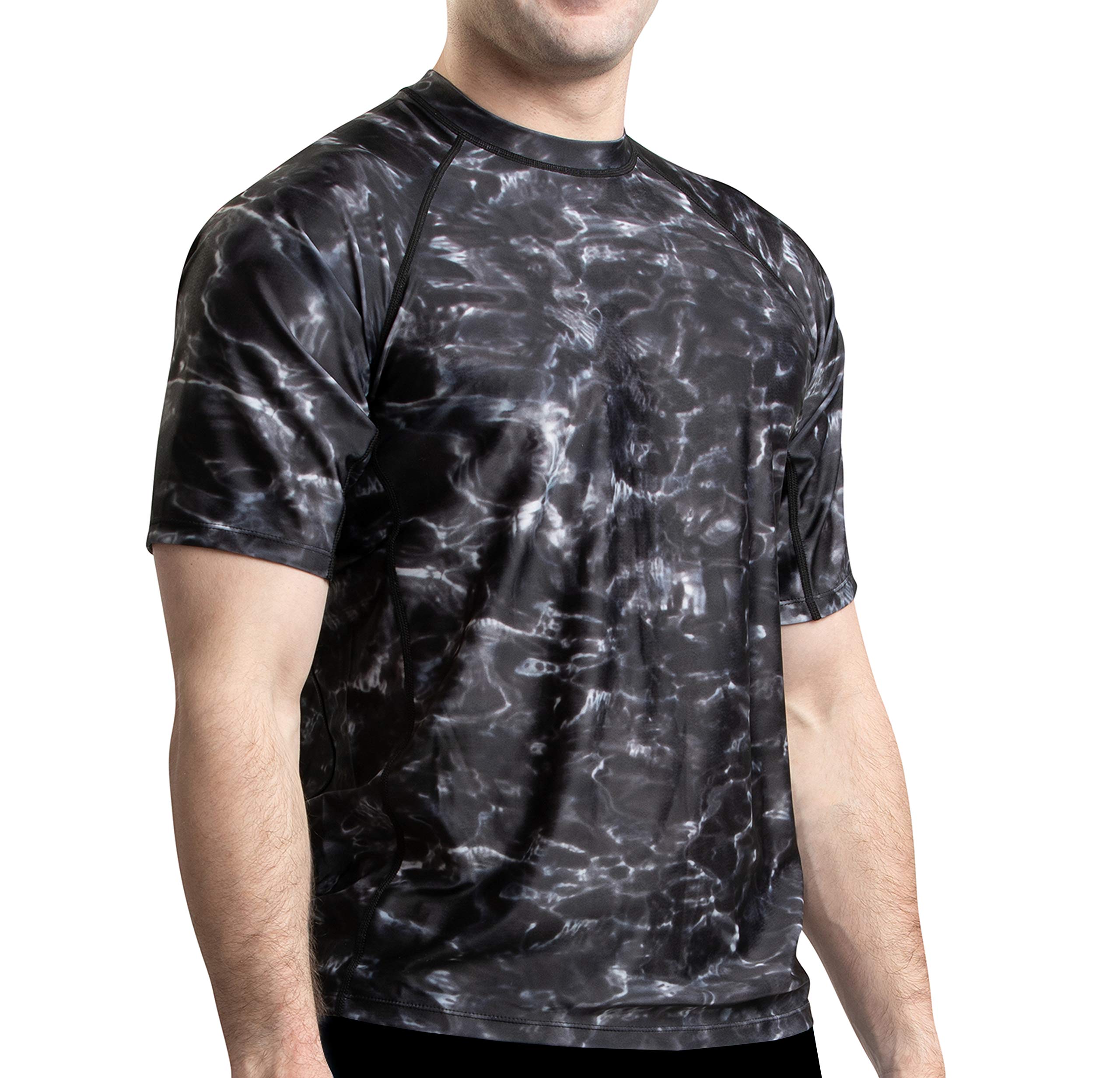 Aqua DesignMens Rash Guard Sun Shirt: Short Sleeve Swim Top Rashguard for Men