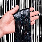 GREATRIL Black Tinsel Curtain Backdrop Pack of 2 1m x 2.5m Foil Fringe view 9