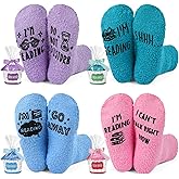 Geyoga 4 Pair Fuzzy Socks Christmas Funny Gifts Socks Stocking Stuffers for Book Dog Bake Lover