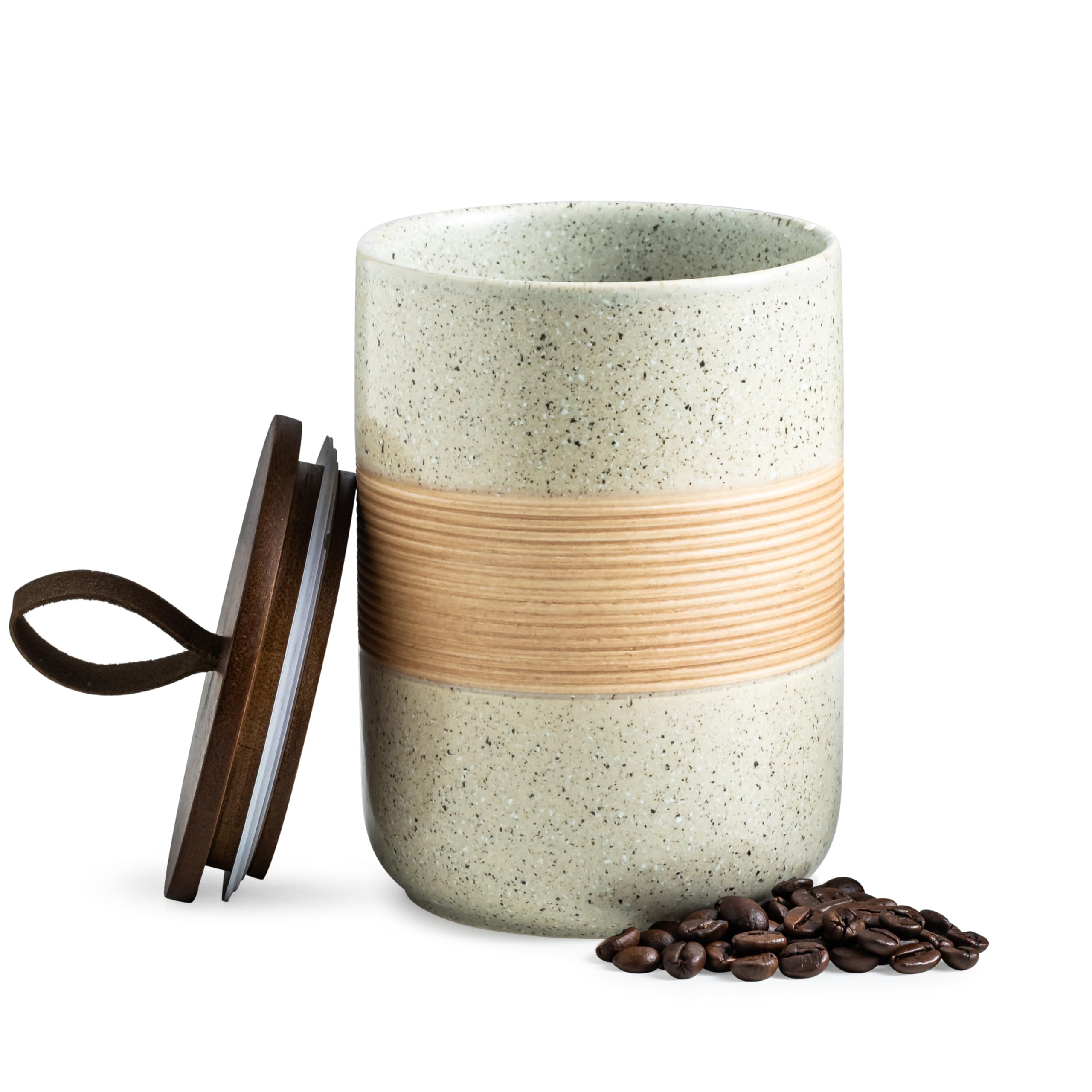 Photo 1 of Miamolo Coffee Storage Container Jar with Lid, Ceramic Kitchen Food Storage Jars with Airtight Lids for Spice Sugar Cookie, Stackable Decorative Jars for Coffee Countertop, 28oz