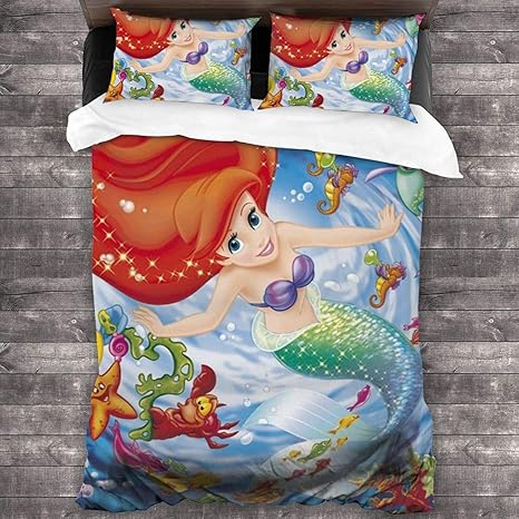 Amazon Co Jp 人気の リトルマーメイド アリエル 布団カバー 3点セット 肌ざわりが良い 通気性に富んで 毎日の快眠で元気に過ごしたい方に 洗い替え 速乾タ 抗菌 寝具用品 四季通用 177x218cm ホーム キッチン
