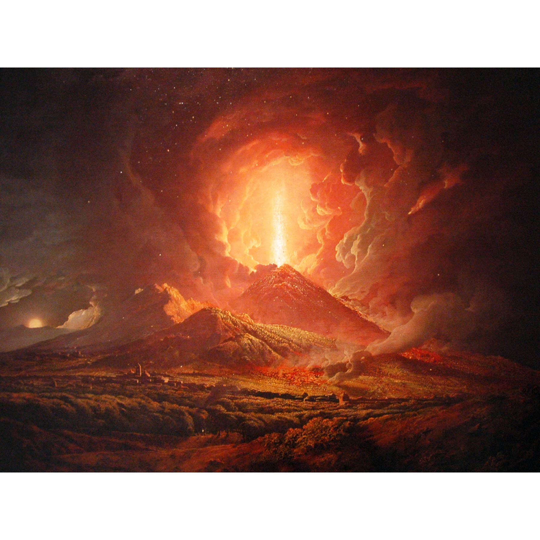Wright Derby Volcano Vesuvius Portici Eruption Painting Large Wall Art Print Canvas Premium Mural
