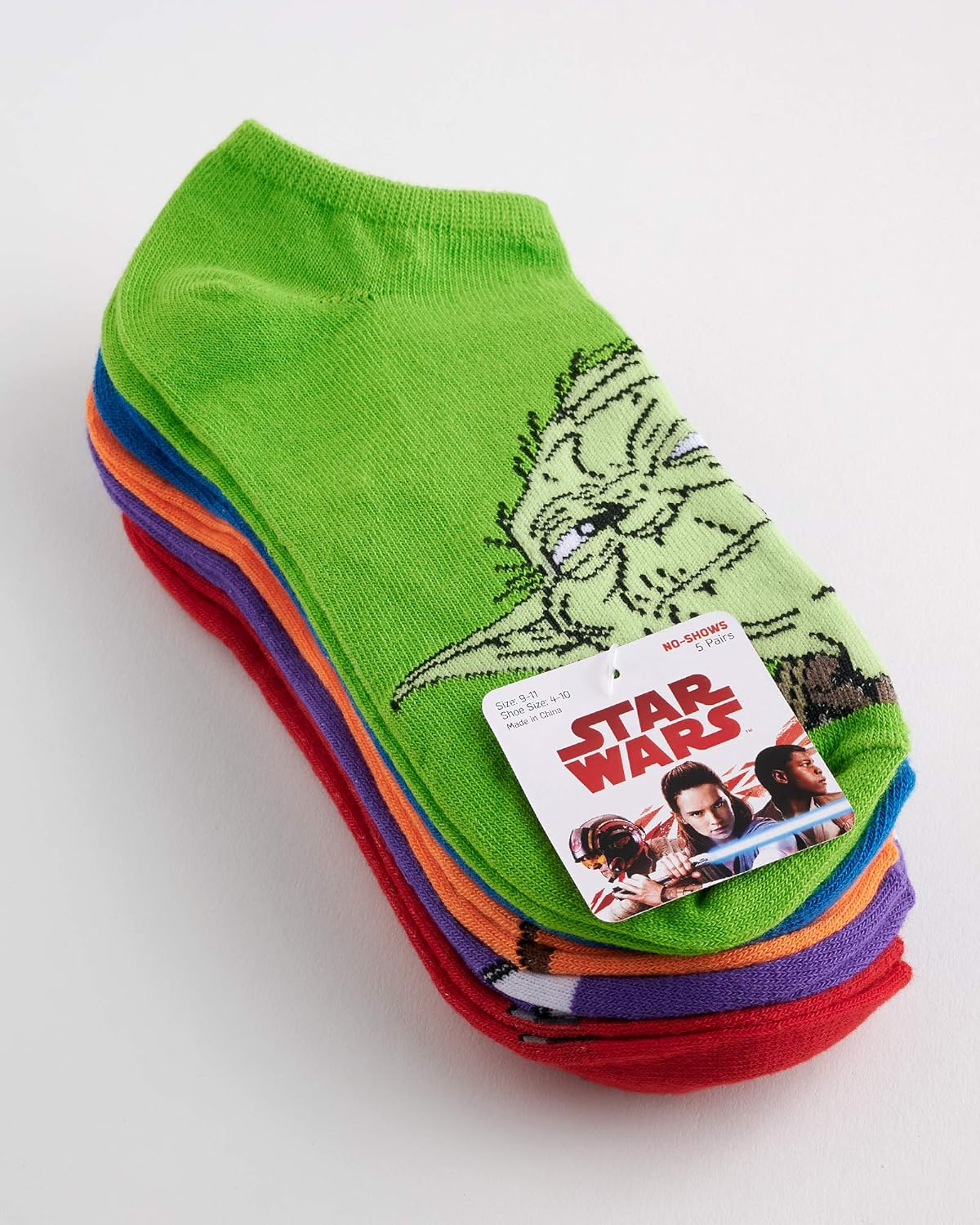Star Wars Classic Big Face 5 Pack No Show Socks, Size Sock Size: 9-11, Brights: Clothing