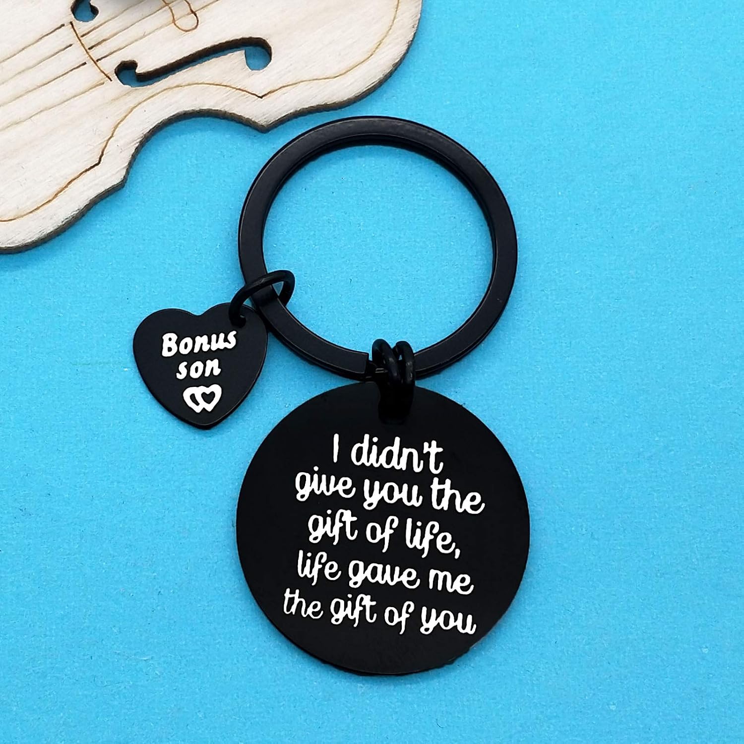 Huwujiu Bonus Son Gifts Keyring Son in Law Gifts I Didn't Give You The Gift of Life Life Gave Me The Gift of You Keyring Stepson Gifts Keyring Christmas Birthday Gifts Adoption Gifts for Son - Image 5