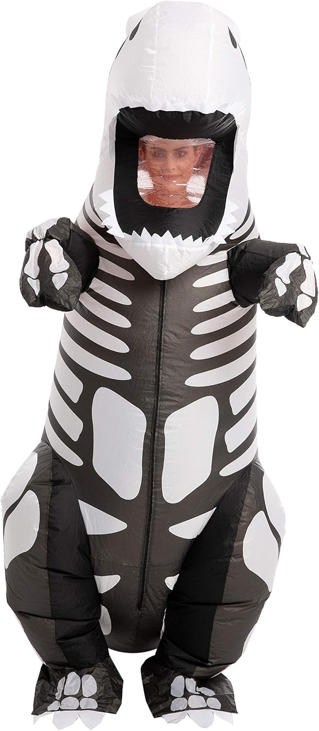 Spooktacular Creations Inflatable Halloween Costume Skeleton Dinosaur Full Body T-Rex Inflatable Costume - Adult Unisex One Size: Clothing