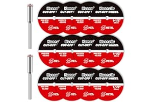KUENUILR 12Pcs Cut Off Wheels, 1-1/2'' Fiberglass Reinforced Cutting Wheel Discs with 2Pcs Mandrels Rotary Tool Accessories for Cutting Metal, Wood, Stone