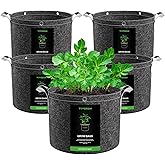 VIVOSUN 5-Pack 5 Gallon Grow Bags, 500G Thick Nonwoven Fabric Pots with Strap Handles, Multi-Purpose Rings, for Low Stress Plant Training Fruits, Vegetables, and Flowers