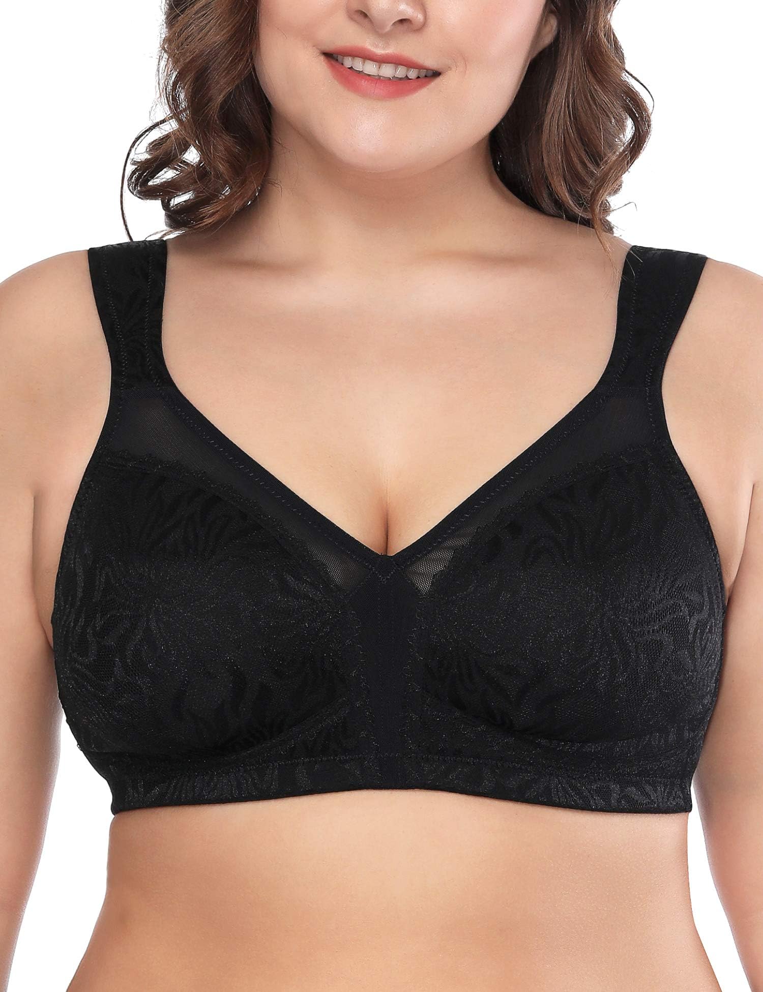 DeylloWomen's Minimizer Bra Wireless Plus Size Bra Full Coverage Comfort Everyday Bra Non Padded