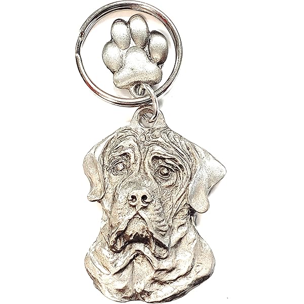Mastiff Keychain, Dog, Pewter, D122KC, 1 1/2