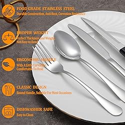 MUTNITT Silverware Set with Steak Knives Service