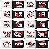 Pinkunn 20 Pcs Cheer Makeup Bags Bulk Cheer Team Gifts for Women Canvas Makeup Case Cheerleader Teams Gifts Zipper Cosmetic Pouch for Cheerleading Party Favors Supplies(Red)