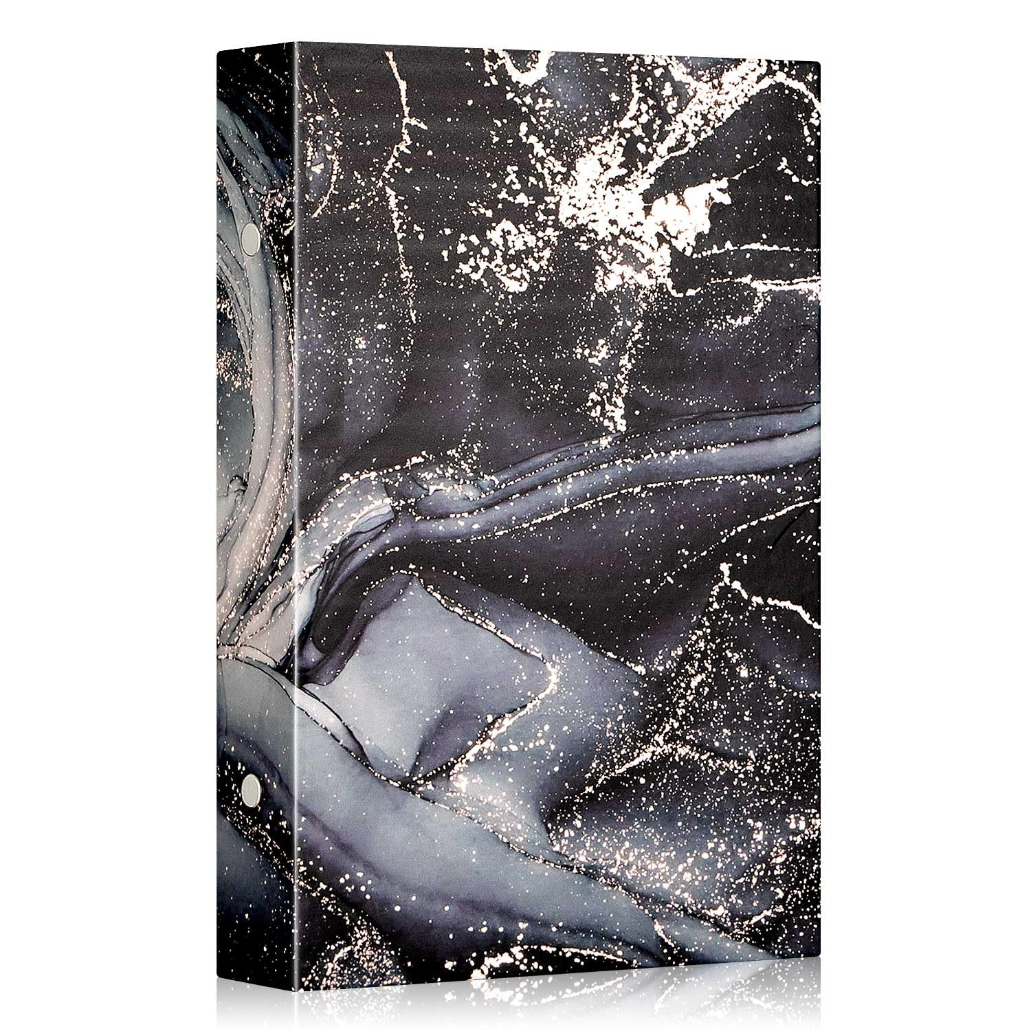 Lanpn Photo Album 6x4 300 Pockets, Leather Hardcover Album Book Holds 300 Horizontal Pictures Only Black Gold