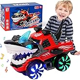 Monster Truck Toy Shark Car for Baby Boy Toddlers 1-3,Shark Car Truck Toy with Lights and Sounds,Monster Glow Light-Up LED Wheels for Kids 3 4 5 6 Year Old Boy Birthday Party Favors