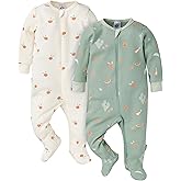 Gerber baby-girls 2-pack 2-way Zip Thermal Footed Sleep 'N Play