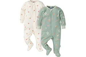 Gerber baby-girls 2-pack 2-way Zip Thermal Footed Sleep 'N Play