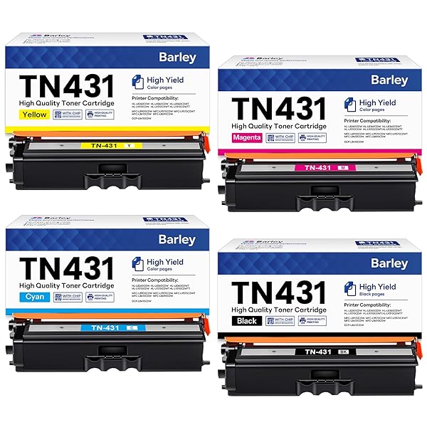 TN-431 TN431 4-COLOR TONER CARTRIDGE SET 4 PACK...