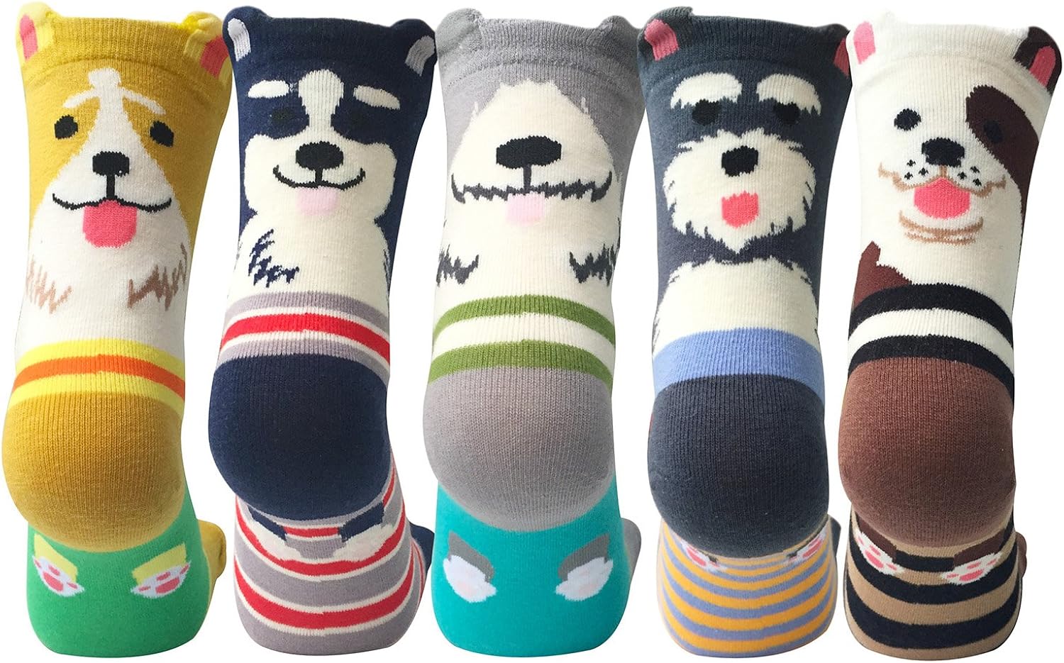 Chalier 5 Pairs Womens Cute Animal Socks Colorful Funny Casual Cotton Crew Socks, Color/Style 1, One Size at  Women’s Clothing store
