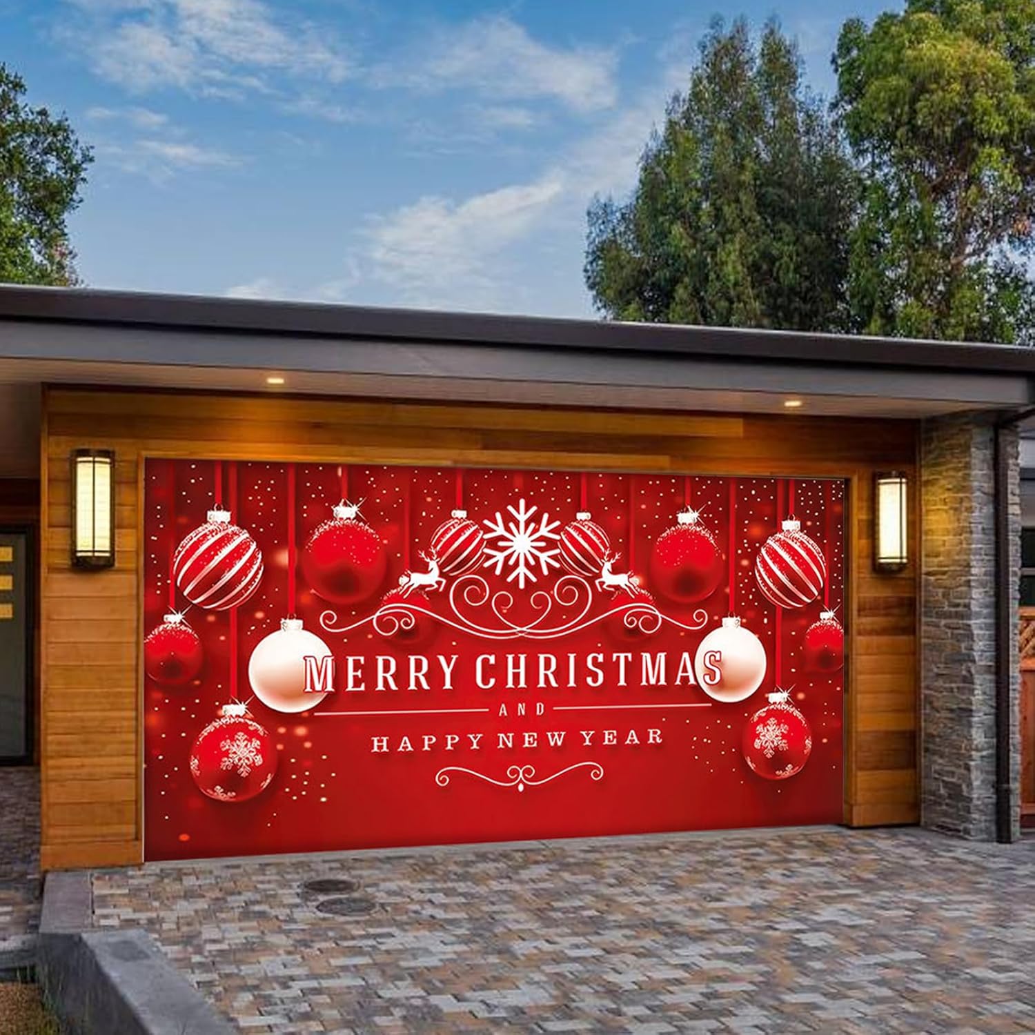 Garage Door Decorations - 7 x 16 ft Christmas Garage Door Decorations Large 