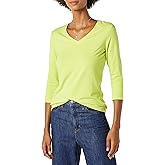 Amazon Essentials Women's Regular-Fit 3/4 Sleeve V-Neck T-Shirt (Available in Plus Size)