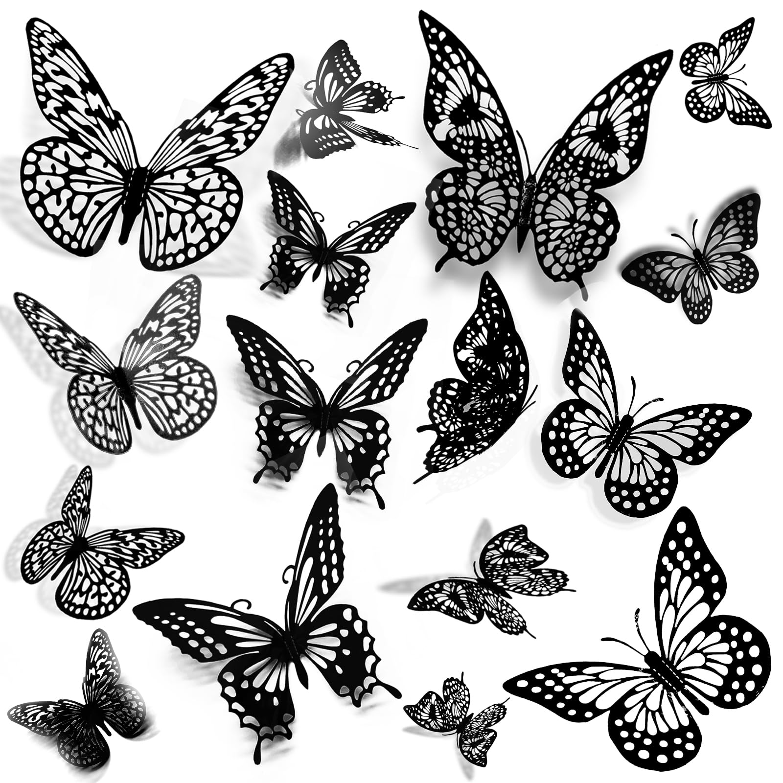 Photo 1 of *USED*
JOSDIOX 3D Black Butterfly Wall Stickers - 48 Pcs with 4 Styles & 3 Sizes, Removable Decor for Party Birthday Wedding Cake Balloon Decoration?48 Black