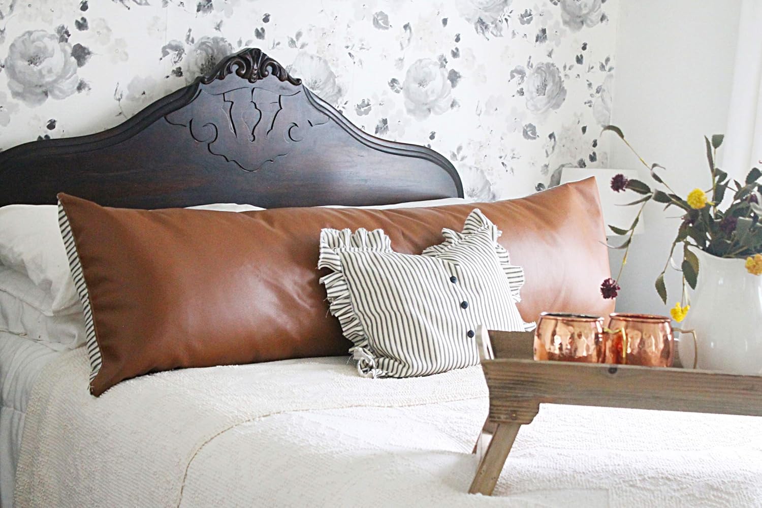 Amazon Com Leather And Black Ticking Stripe Body Pillow Cover