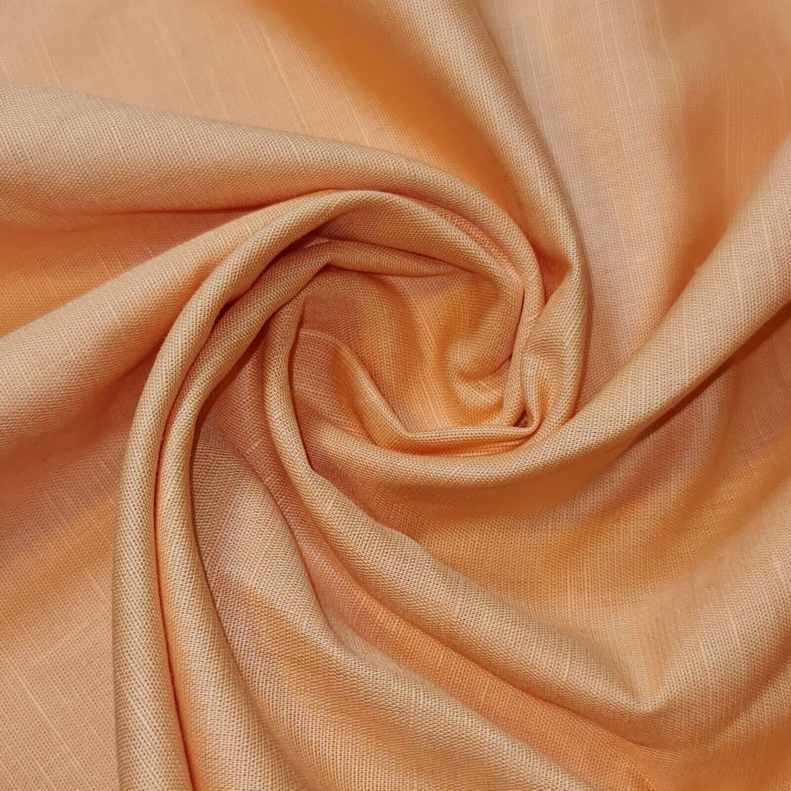 100% Cotton Rich Linen Poplin Dress Craft Fabric Material 58" - 150 cm Wide Sold As 1 Meter Pre - Cut Lengths (Available in 13 Colours) (Salmon)