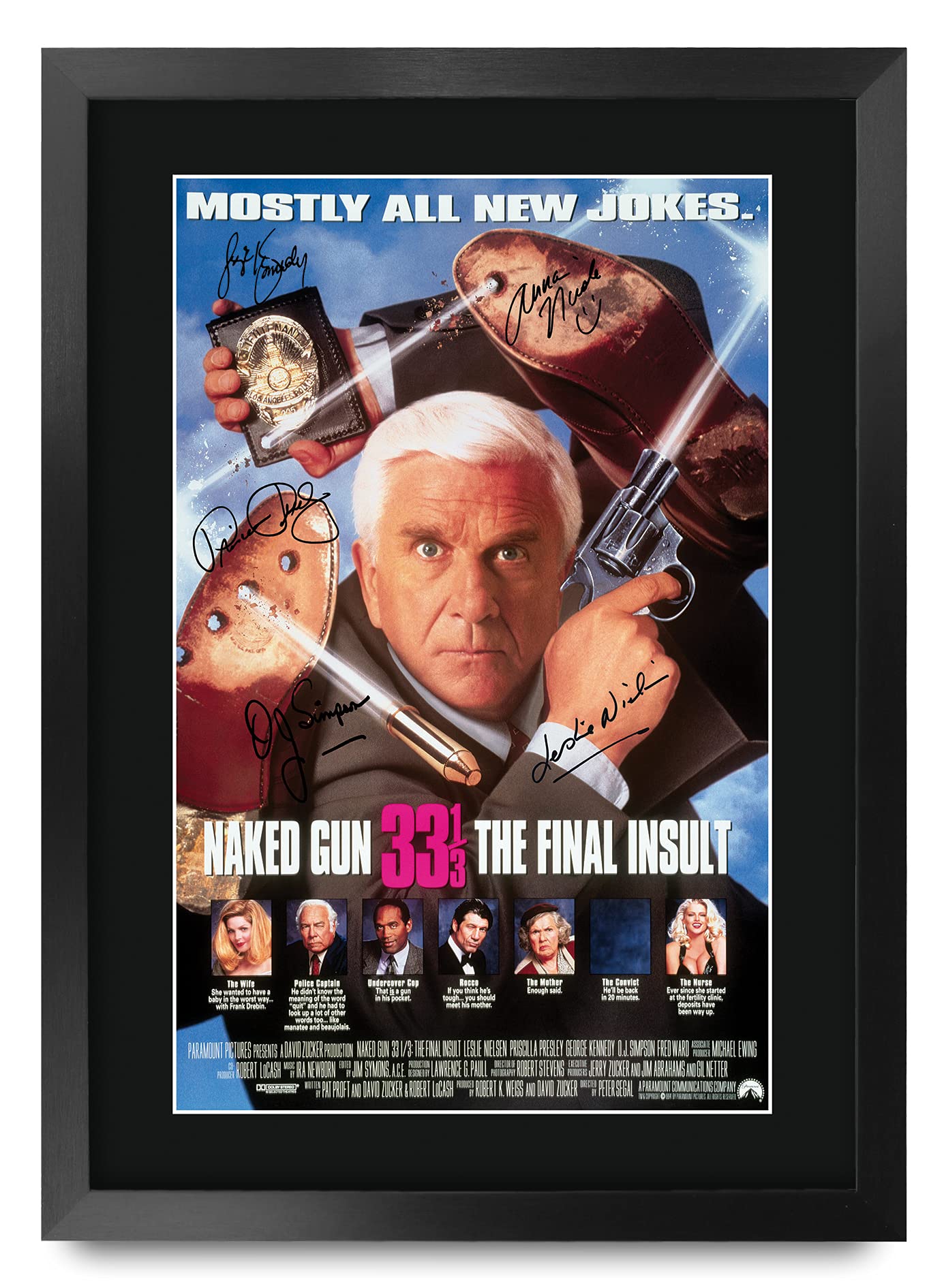 HWC Trading FR A3 Naked Gun 3 Leslie Nielsen Gifts Printed Poster Signed Autograph Picture for Movie Memorabilia Fans - A3 Framed