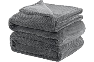 INFIIXSO Fleece King Size Blanket - Leaves Pattern Lightweight King Size Throw Blanket for Bed All Season Use, Grey, 108x90 inches