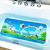 BEEHOMEE Bath Mats for Tub Kids,Baby Toddler - Large Cartoon Non-Slip Bathroom Bathtub Anti-Slip Shower Mats for Floor 35x15,Machine Washable XL Size Bathroom Mats (Lighthouse)