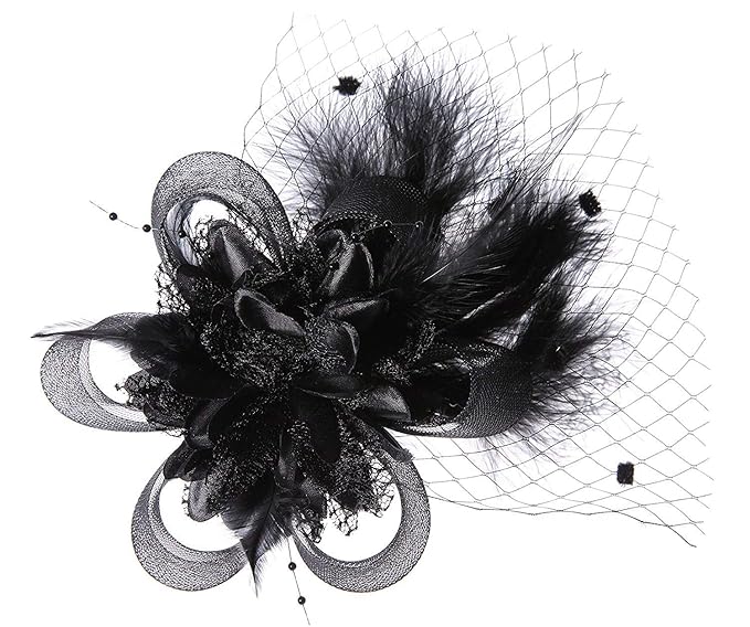 Haarsieraden En Hoedjes White Black Feather Fascinator Hair Clip