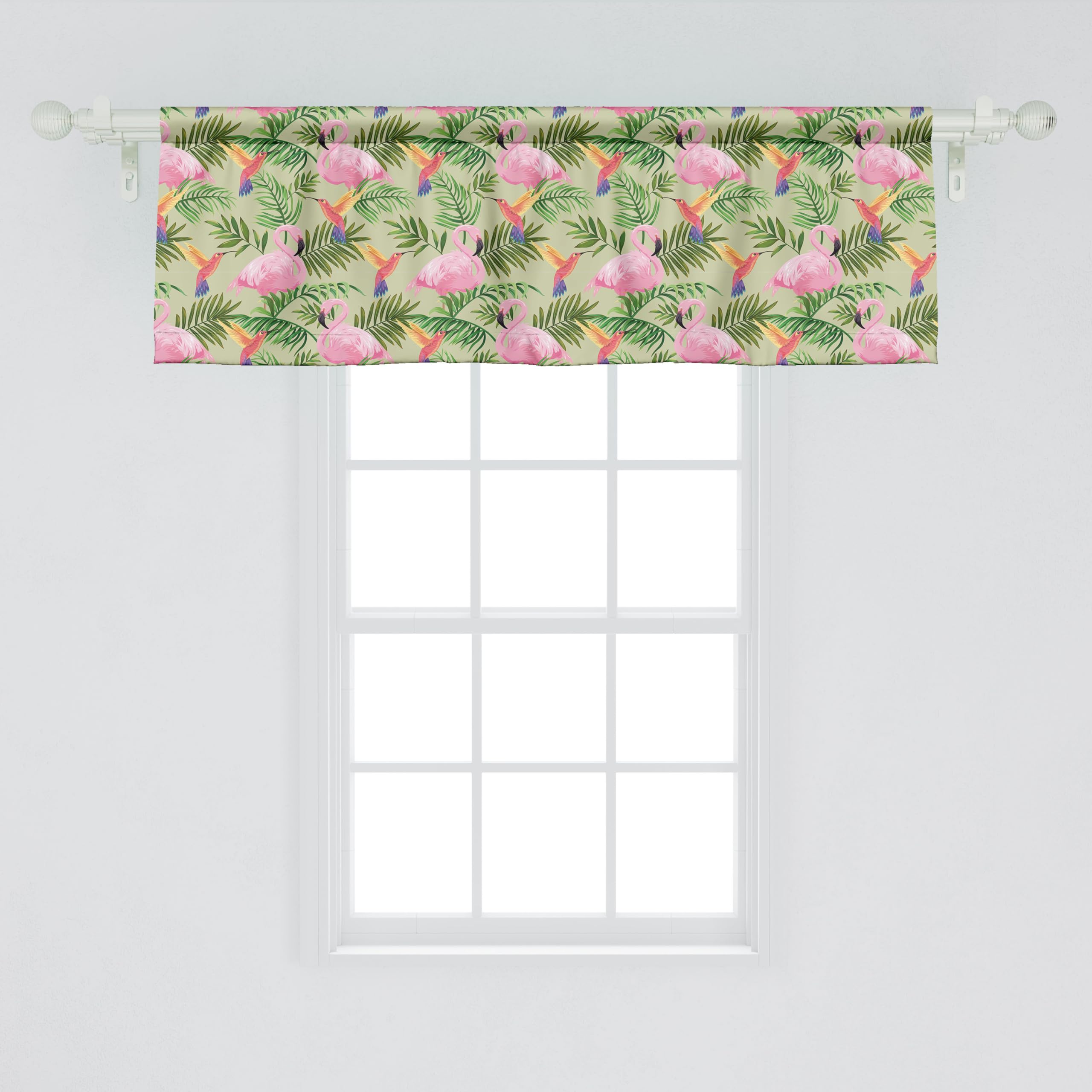 Ambesonne Botanical Window Valance, Hummingbird