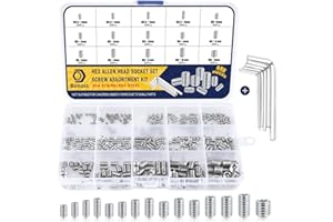 Bonost 440Pcs Set Screw Assortment Kit Metric - M2.5 M3 M4 M5 M6 M8 Stainless Steel Hex Allen Head Socket Grub Screw, Small Set Screws for Door Handles, Bathroom Fixture