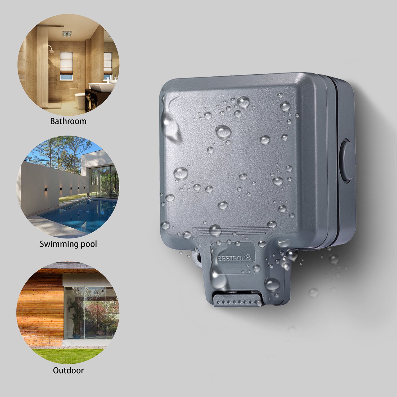 Veryredtek Weatherproof Socket, Single Outdoor Socket 13A IP66 Rated