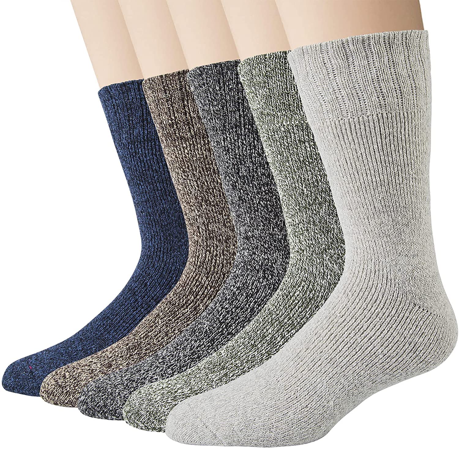 Photo 1 of YSense 5 Pairs Mens Wool Socks Winter Warm Knit Causal Crew Socks for Men