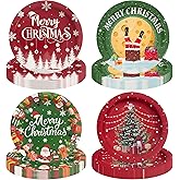 ITTEBISS 48Pcs Christmas Paper Plates, 7" Christmas Plates Disposable Party Plates Tableware Set for Xmas Holiday Party Supplies