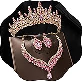 Kamirola Tiaras and Crowns for Women,Tiaras Earrings Necklace, Crystal Bridal Jewelry Set, Costume Party Halloween Prom Pageant Jewelry for Women (TR28)