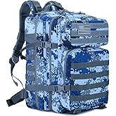 SEYATULLH 45L Military Tactical Backpack for Men & Women Bug Out Bag Assault pack Molle Daypack Hiking Trekking Rucksack(Navy Digital)