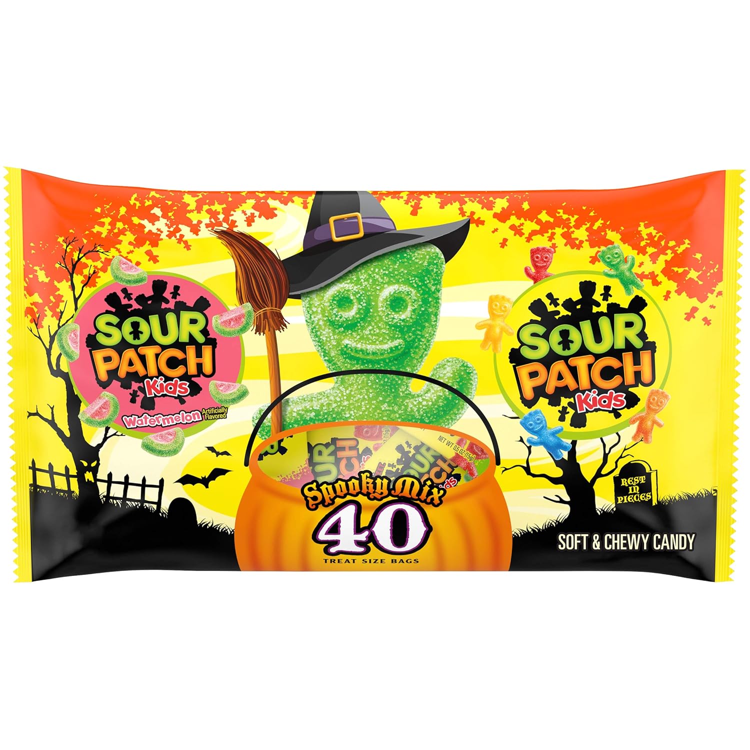 SOUR PATCH KIDS Original Candy and SOUR PATCH KIDS Watermelon Candy Halloween Candy Variety Pack, 1 - 40 Trick or Treat Snack Packs: Prime Pantry