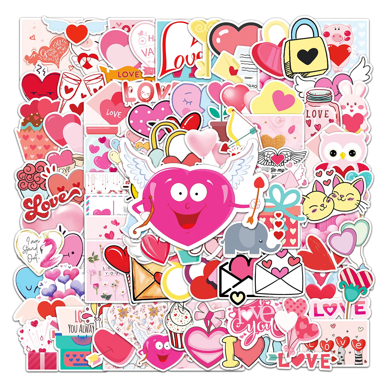 100Pcs Love Stickers I Love You Romantic Decals Decor for Laptop,Water Bottles,Scrapbook,Waterproof Lovely Stickers Pack for Man Woman Adults